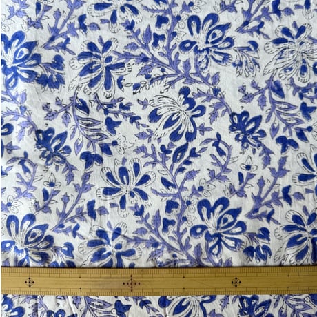 厚さが選べる　Special サンガネールハンドブロックプリントーClematis Blue rainー ・