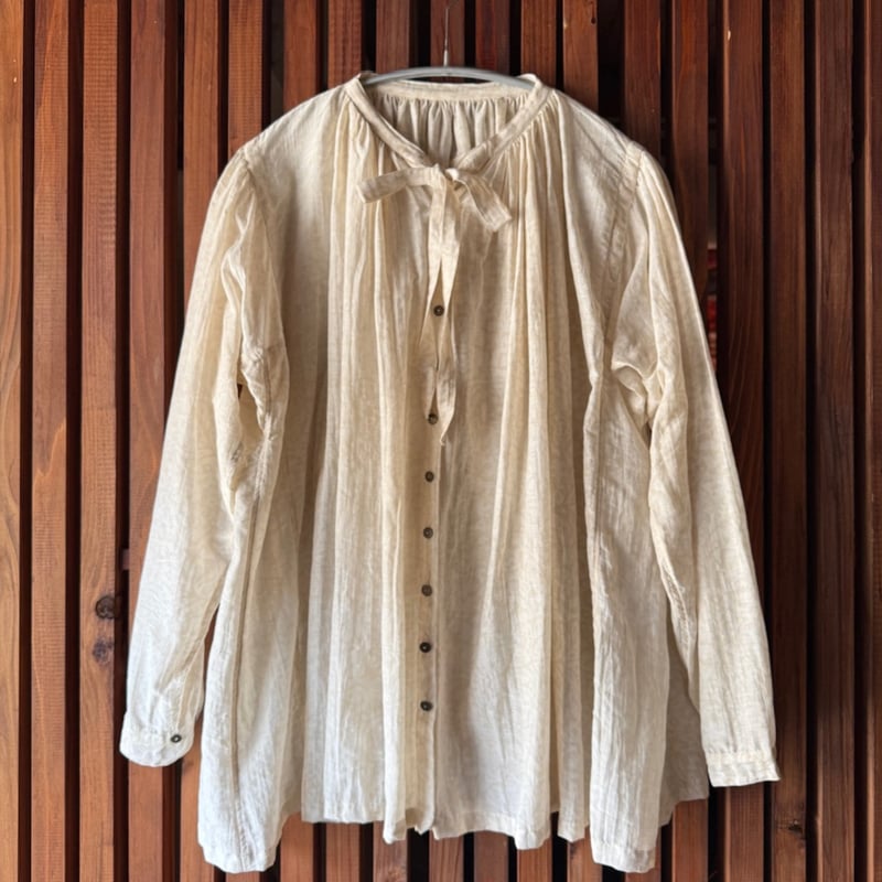 ルクツルのボウタイブラウス　カディコットン ルクツルのボウタイブラウスカディコットン