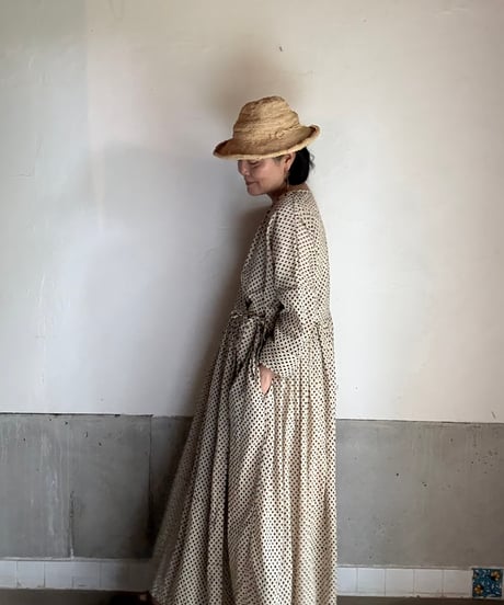 ルクツル　ローブー「Jodhpurロング丈」・バグルー伝統染めハンドブロックプリント  薄手　BLACK