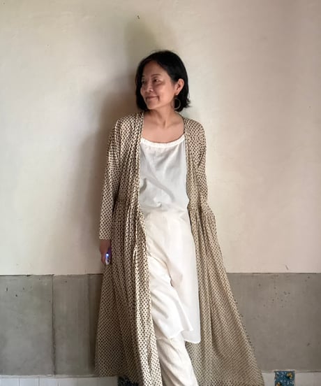 ルクツル　ローブー「Jodhpurロング丈」・バグルー伝統染めハンドブロックプリント  薄手　BLACK