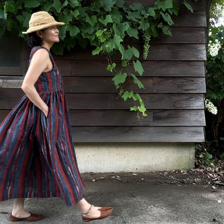 ルクツル　Radha バグルーハンドブロックプリント  Multi-stripe INDIGO
