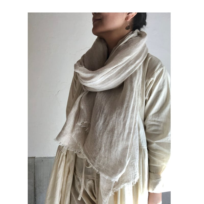 リネン カディ大判ストール ーナチュラルー | ONABAKE97
