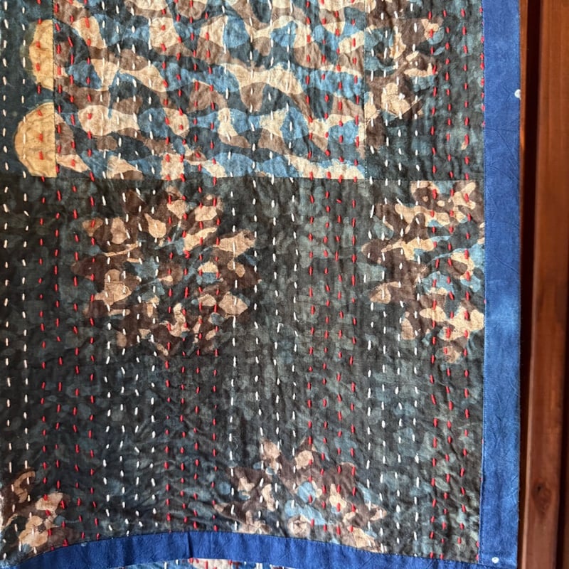 ハンドブロックプリント パッチワークカンタのストール リバーシブル