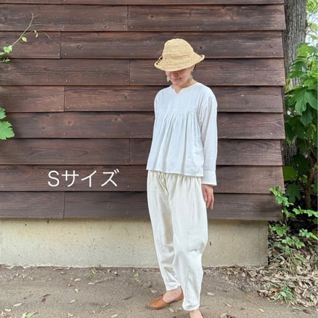 ルクツル　サルワールパンツ　ラジャスターンカディ　ナチュラルホワイト  裏地付き