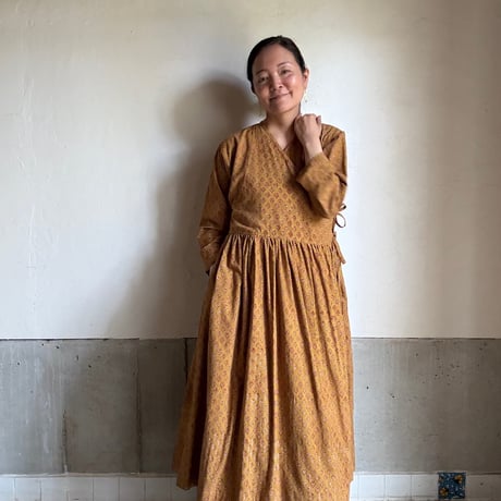 ルクツル　ナチュラル　コットンハンドプリントラップワンピース　春夏 CATEGORY ルクツルの服(Women's) | ONABAKE97