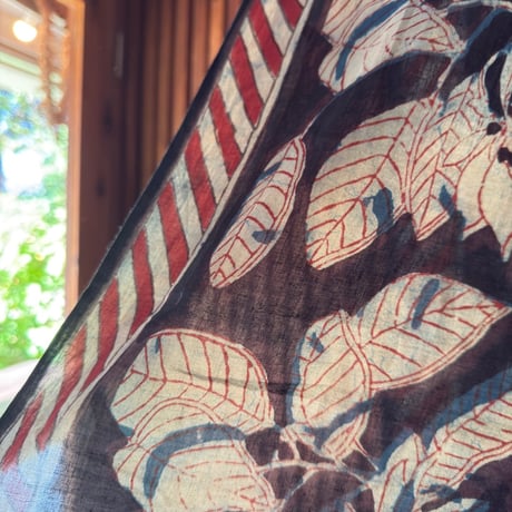 bagru ストール　刺繍　ハンドブロックプリント bagru ストール 刺繍 ハンドブロックプリント バグルー伝統染