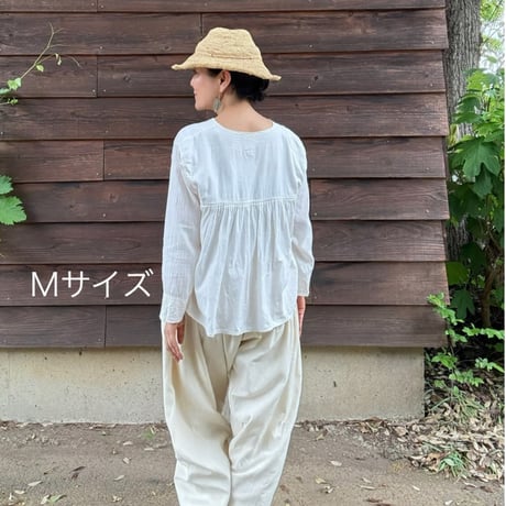 ルクツル　サルワールパンツ　ラジャスターンカディ　ナチュラルホワイト  裏地付き