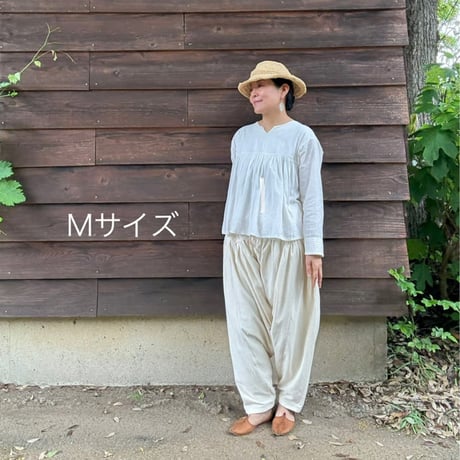 ルクツル　サルワールパンツ　ラジャスターンカディ　ナチュラルホワイト  裏地付き