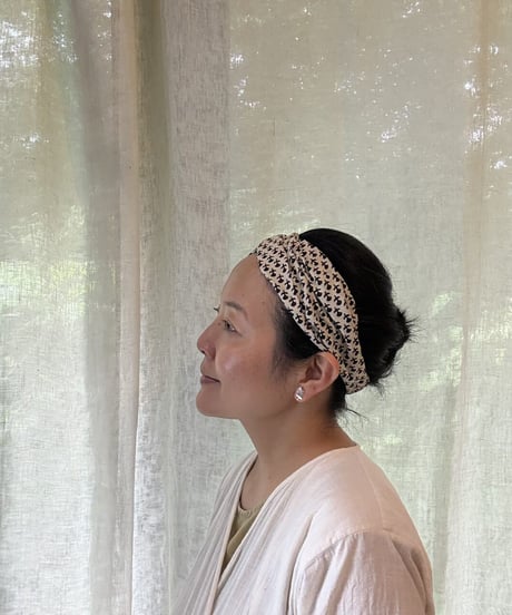 ハンドブロックプリント　ヘアーターバン　C