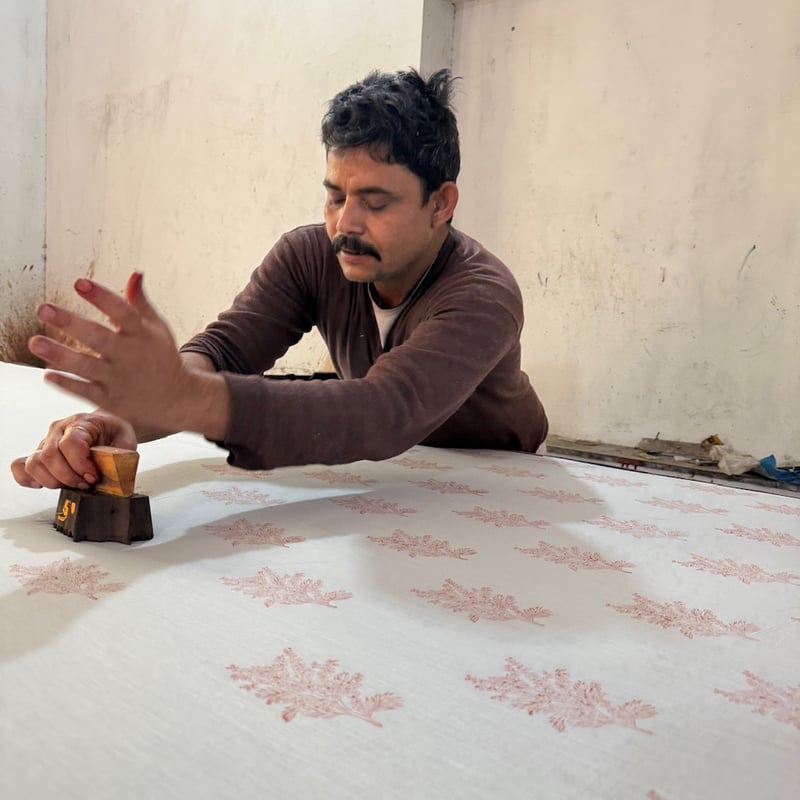 ハンドブロックプリントエプロンーMimosaー | ONABAKE97