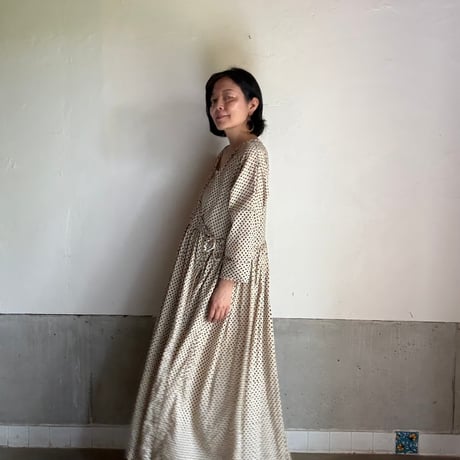 ルクツル　ローブー「Jodhpurロング丈」・バグルー伝統染めハンドブロックプリント  薄手　BLACK