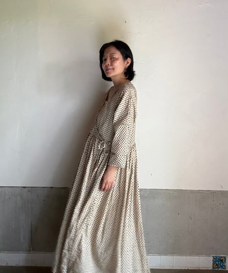 ルクツル　ローブー「Jodhpurロング丈」・バグルー伝統染めハンドブロックプリント  薄手　BLACK