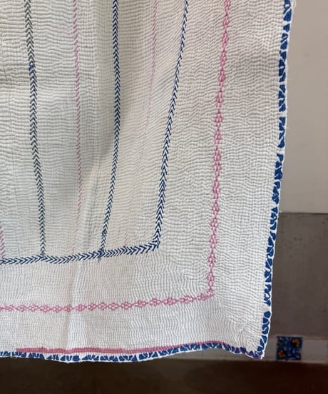 Kantha　オールドカンタ　マルチキルト　White Kantha　54