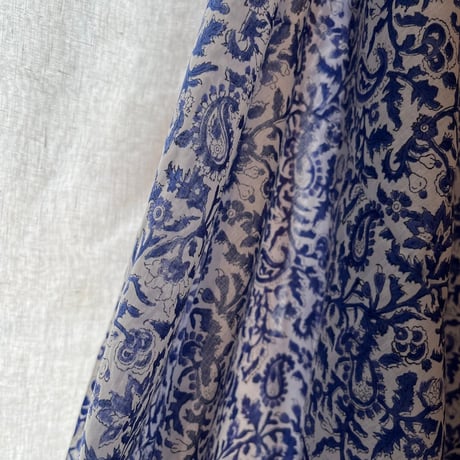 厚さが選べる　Special サンガネールハンドブロックプリントーBlue Paislyー