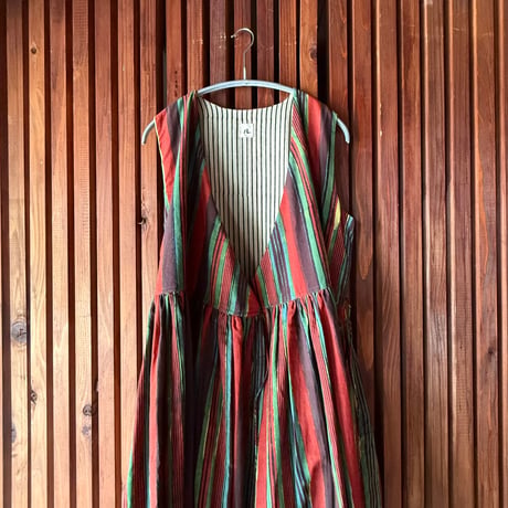 ルクツル　Radha バグルーハンドブロックプリント  Multi-stripe
