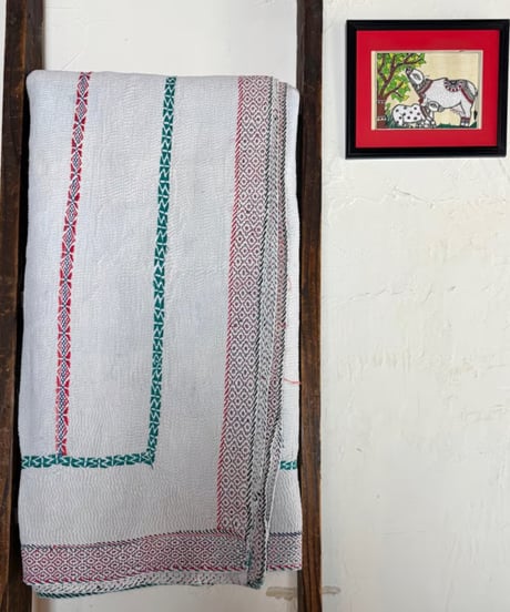 Kantha　オールドカンタ　マルチキルト　White Kantha　68