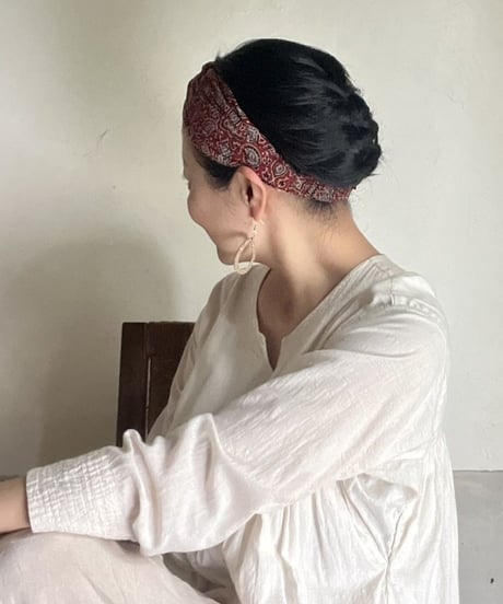 ハンドブロックプリント　ヘアーターバン　I