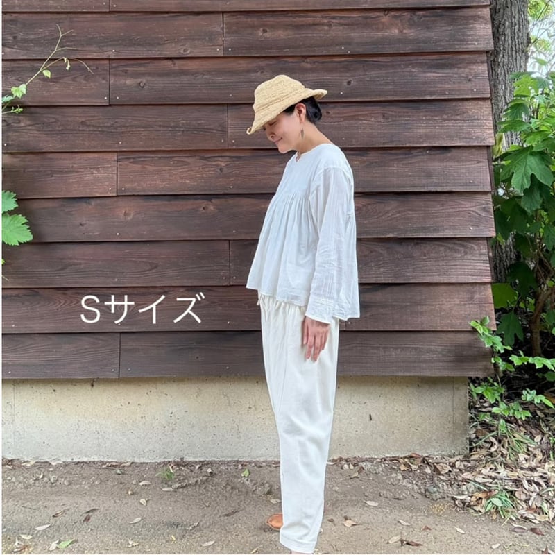 ルクツル 手仕事 カディー　サルワールパンツ 裏地付き ルクツル サルワールパンツ ラジャスターンカディ ナチュラルホワイト