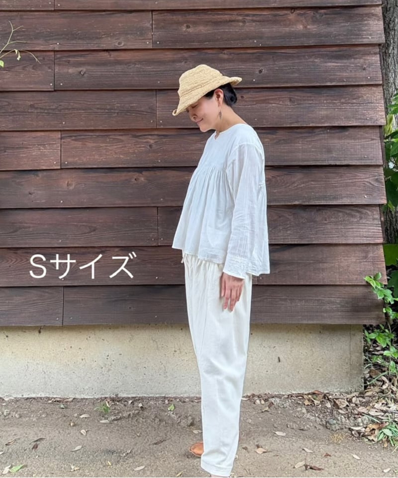 ルクツル 手仕事 カディー　サルワールパンツ 裏地付き ルクツル サルワールパンツ ラジャスターンカディ ナチュラルホワイト