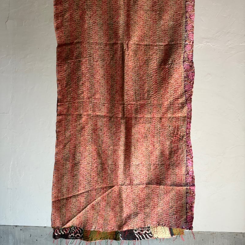 パッチワーク・リサイクルサリー カンタ（刺し子）のストール D