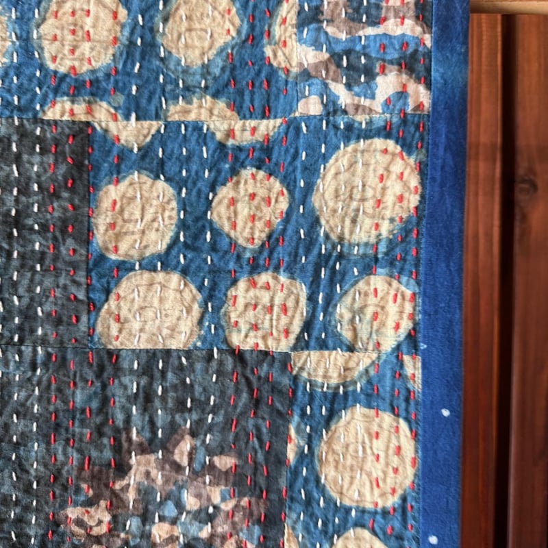 ハンドブロックプリント パッチワークカンタのストール リバーシブル