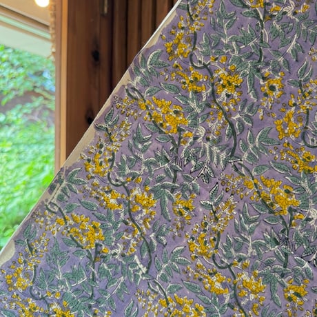 厚さが選べる Original サンガネールハンドブロックプリントーWisteria yellowー　５０cm単位