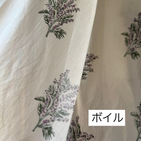厚さが選べる Original サンガネールハンドブロックプリントーPurple Mimosaー　５０cm単位