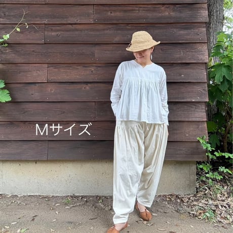 ルクツル　サルワールパンツ　ラジャスターンカディ　ナチュラルホワイト  裏地付き