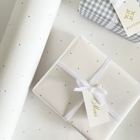 【クリックポスト】 10枚 ★ ラッピングペーパー A3 maison de campagne d'été  /petit pois プチドット 水色