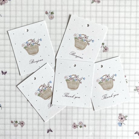 T-63  tag タグ Panier de fleurs♡ Thank you/Bonjour　計20枚