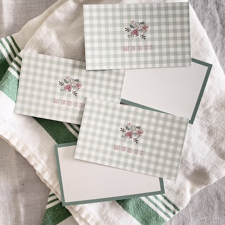 M-149 messagecard ★  Bonjour mon petit jardin carreaux vert♡ 25枚/50枚/100枚