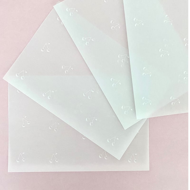 さくらんぼ柄 トレーシングペーパー ポストカードサイズ 10枚