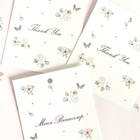 T-79 タグ ★petit fleur 2種 計20枚 Merci Beaucoup/Thank you