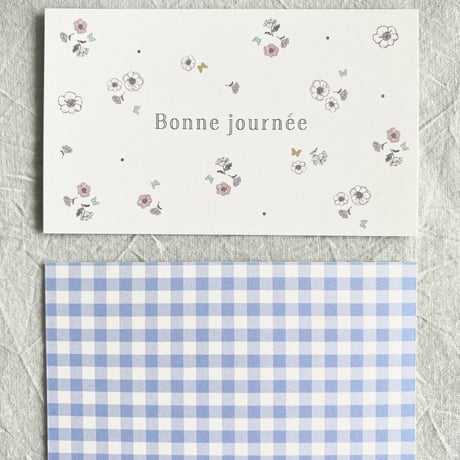 C-02  messagecard anémone petite   100枚    Écru+gris ❤︎︎ collaboration paper items
