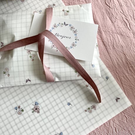 【ゆうパック】 50枚 ★ wrapping paper A3  Panier de fleurs