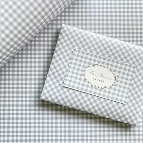 【ゆうパック】 ラッピングペーパー  A3 maison de campagne d'été 夏の田舎の家 ギンガムチェック 水色 10枚/30枚/50枚/100枚