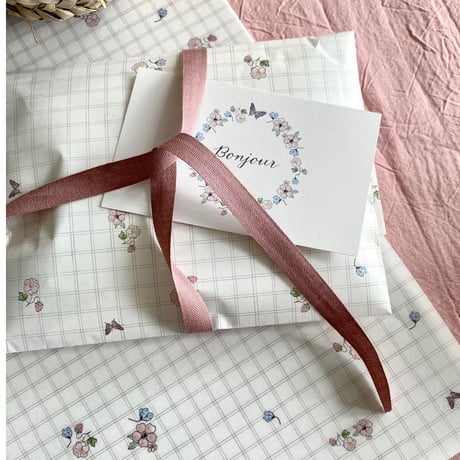 【ゆうパック】 30枚 ★ wrapping paper A3  Panier de fleurs