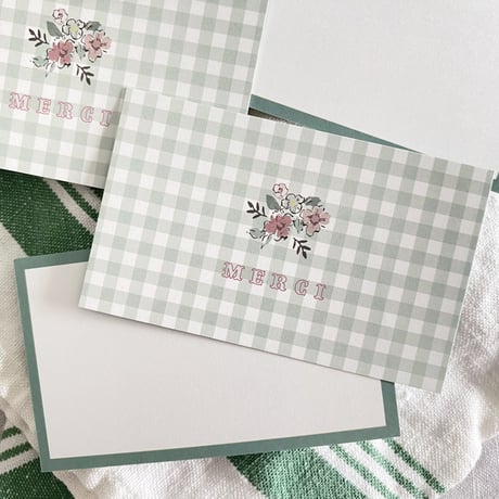 M-149 messagecard ★  Bonjour mon petit jardin carreaux vert♡ 25枚/50枚/100枚