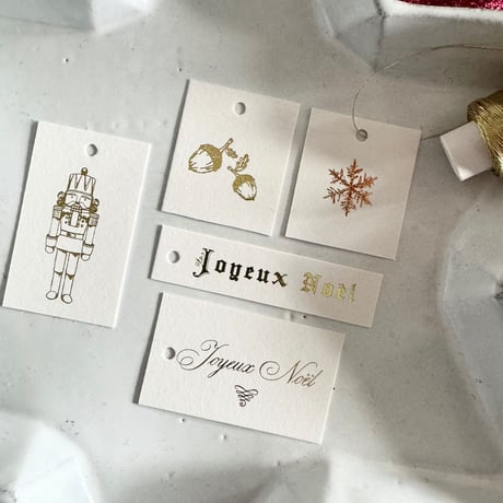 mini tag Casse-Noisettes de Noël   Doré Pailleté くるみ割り人形 5種 計 25枚