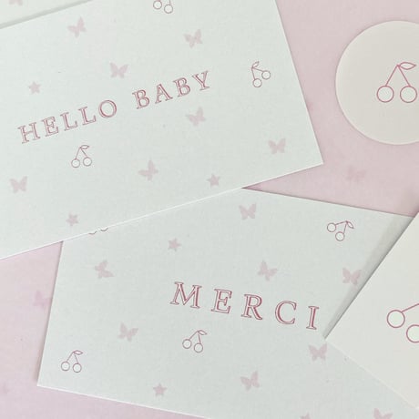 M-110- Bonbon cerise papillon   MERCI/HELLOBABY 24枚