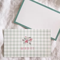 M-149 messagecard ★  Bonjour mon petit jardin carreaux vert♡ 25枚/50枚/100枚