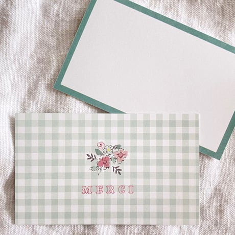 M-149 messagecard ★  Bonjour mon petit jardin carreaux vert♡ 25枚/50枚/100枚