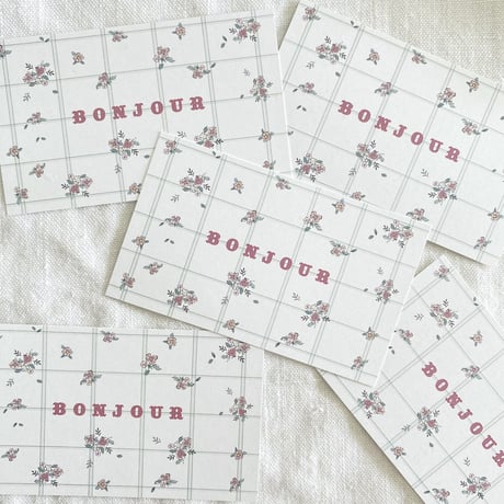 M-152 messagecard ★  Bonjour mon petit jardin carreaux ♡ 25枚/50枚/100枚