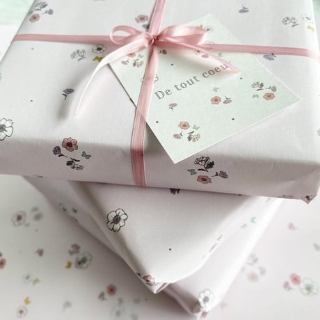 【クリックポスト】10枚 ★ wrapping paper A3  anémone petite / Écru+gris ❤︎︎ collaboration paper items