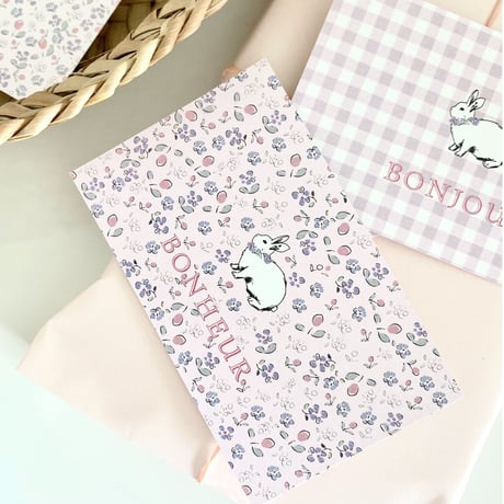 M-113-Bonjour mon petit lapin♡ fleurette/ carreaux 24枚
