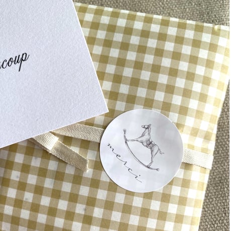 【クリックポスト】 10枚 ★ wrapping paper A3 carreaux moutarde ギンガムチェック マスタード