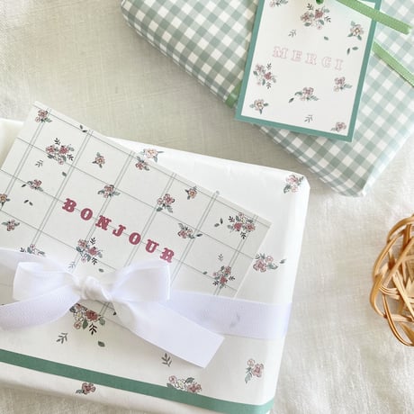 M-152 messagecard ★  Bonjour mon petit jardin carreaux ♡ 25枚/50枚/100枚