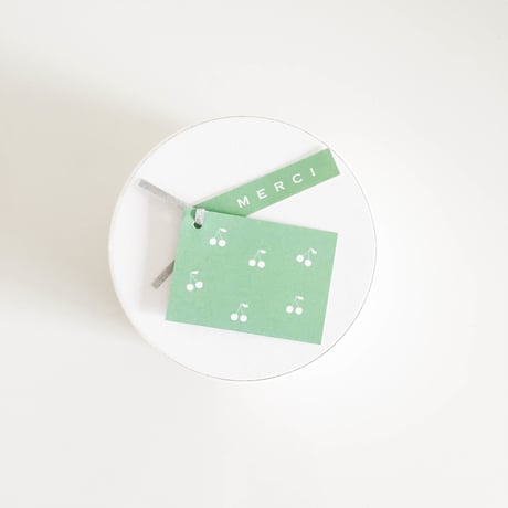 mini tag  Cerise vert printemps M E R C I  20枚