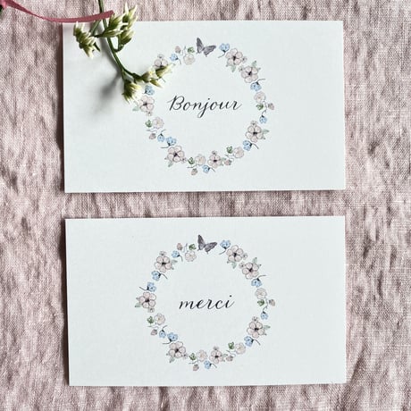 M-130 messagecard ★ Couronne de Fleurs  merci /Bonjour   計24枚