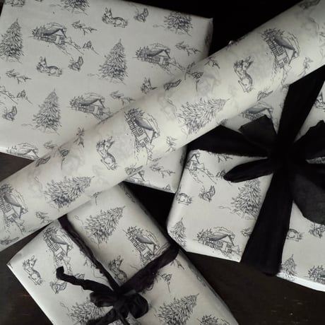 【ゆうパック】wrapping paper A3 Noël Les petits amis de la foret 10枚/30枚/50枚/100枚